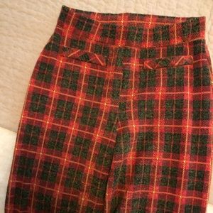 Zara Orange Plaid bell bottom pants